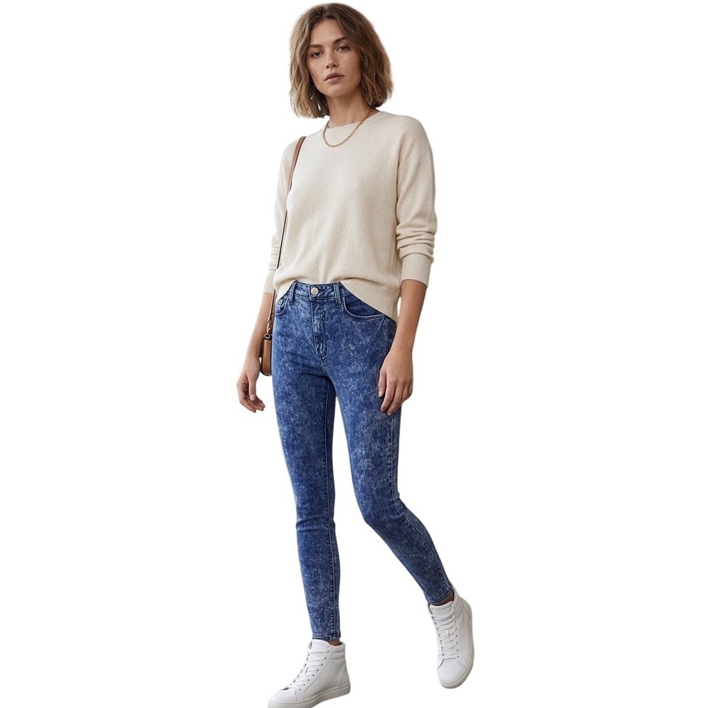 L'AGENCE Margot High Rise Skinny Jeans Dark Acid Wash Blue‎ Size 27